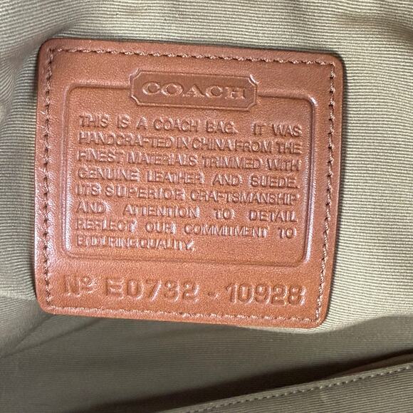 RARE Coach Soho Signature Green Jacquard Tote Satchel Suede Trim F10928 - Picture 4 of 12